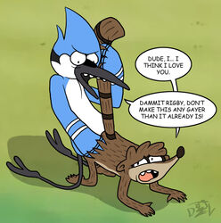 anthro anti_dev furry furry_only gay interspecies male male_only mordecai multiple_males regular_show rigby sex tagme yaoi