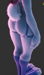 3_toes 3d 3d_(artwork) 4_fingers anthro ass bunny_tail disney female fur furry gray_fur hi_res highres judy_hopps lagomorph nude pochemu rabbit simple_background solo standing strap zootopia