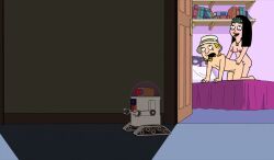 american_dad bedroom bedroom_sex doggy_style episode_cannon futa_on_male futanari hat hayley_smith husband_and_wife jeff_fischer jossyless nude_female nude_male robotic sad_expression