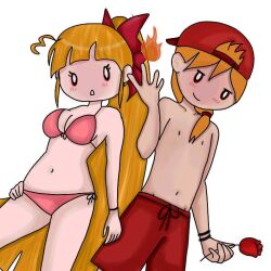 bikini blossom_(powerpuff_girls) brick_(powerpuff_girls) powerpuff_girls swimsuit