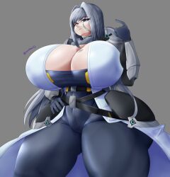 1girls 2023 absurd_res alternate_version_available artist_name blue_eyes breasts cleavage clothing curvaceous curvy ethel_(xenoblade) female female_focus gigantic_breasts grey_background hand_on_hip hips huge_breasts huge_thighs long_hair looking_at_viewer mature_female omegabean silver_hair simple_background solo solo_female solo_focus thick_thighs thighs top_heavy voluptuous wide_hips xenoblade_(series) xenoblade_chronicles_3