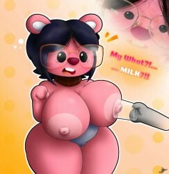 anthro big_breasts female female_focus female_only loopy_(pororo) loopy_plushie nerdy_female pororo_the_little_penguin thick_thighs wloter