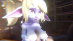 1boy 1girls 3d animated anthro areolae athletic_female big_breasts boobjob female high_resolution human human_penetrating interspecies job league_of_legends loop male/female nipples no_sound paizuri penis poppy riot_games rougenine sex smile tagme video yordle