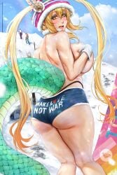 big_ass big_breasts female female_focus krabby_(artist) looking_back make_love miss_kobayashi's_dragon_maid orange_eyes snow tagme tohru_(dragon_maid)