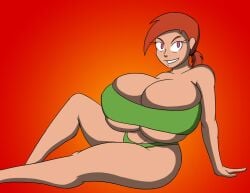 bandeau big_breasts bikini cleavage female female_focus female_only gigantic_breasts huge_breasts red_hair straight_hair the_fairly_oddparents tomkat96 underboob vicky_(fairly_odd_parents)