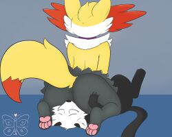 anthro_on_anthro anus ass big_butt braixen butt_grab closed_eyes collar cunnilingus facesitting fae_amnin_(temiest) felid feline fellatio female female/female feral hand_on_butt hi_res licking mammal nintendo oral pawpads paws penile pokémon_(species) pokemon pokemon_(species) sex shadow_shinx shinx story story_in_description temiest tongue tongue_out vaginal_penetration video_games