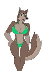 akatsukishiranui-fox aleu aleu_(balto) alluring anthro balto_(film) big_breasts bikini blue_eyes canine edit pin_up wolf wolfess