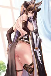 1girls 2022 animal_ears ass breasts brown_eyes brown_hair bubble_butt dress female female_only galleon_(granblue_fantasy) granblue_fantasy hi_res hips horns huge_ass huge_breasts long_ears long_hair loooyd no_panties pointy_ears sideboob slim_waist thick_thighs thighs very_high_resolution wide_hips