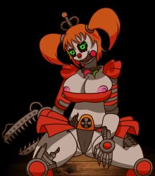 1girls animatronic baby_(fnafsl) big_breasts breasts circus_baby circus_baby_(fnaf) claws clown clown_girl clown_nose female female_only five_nights_at_freddy's fnaf freddy_fazbear's_pizzeria_simulator green_eyes looking_at_viewer machine miniskirt nipple_tweak nipples orange_hair panties pussy robot robot_girl rosy_cheeks scrap_baby scrap_baby_(fnaf) sharp_teeth smile smiling smiling_at_viewer spread_legs table twintails vagina white_skin wire wires woman zaftero_(artist)