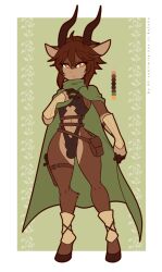 1boy anthro brown_eyes brown_fur brown_hair bulge clothed deer_ears deer_horns deer_tail femboy flat_chest humanoid male male_only re-sublimity-kun revealing_clothes small_penis trap