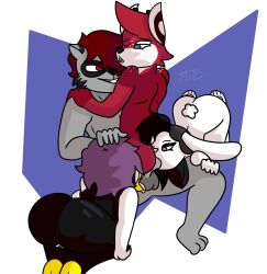 alex_(mrdannyboy) anthro ass avian big_butt bird carly_(mrdannyboy) cervid chubby_female fellatio female female/female group group_sex hi_res humanoid keto_(ketofur) lagomorph leporid male male/female male/male mammal mrdannyboy oral orgy penguin penile procyonid rabbit raccoon sex weller_(mrdannyboy)