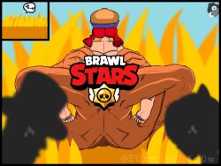 age_difference brawl_stars colette_(brawl_stars) cowgirl_position crow_(brawl_stars) dark_skin el_primo_(brawl_stars) female hidden jessie_(brawl_stars) light_skin mortis_(brawl_stars) red_hair shocked_expression spying tall_grass