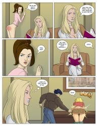 3girls alt_cor altcor ass blonde_hair blue_eyes boom-boom_(x-men) bottomless bottomless_female brown_hair comic dialogue emma_frost eyeless_male female james_howlett kitty_pryde lipstick logan_(x-men) long_hair male maledom marvel marvel_comics new_mutants paddle ponytail shadowcat shadowkat_(x-men) spank_marks spanking spanking_ass spanking_paddle speech_bubble superhero superheroine supervillainess tabitha_smith white_queen wolverine_(x-men) wolverine_and_the_x-men x-men x-men_evolution