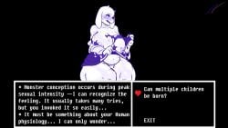 anthro big_breasts bigbeanpole black_background bodily_fluids boss_monster bovid breasts caprine collaboration cum fakeryway female genital_fluids hi_res mammal mature_female nipples pleasure_castle simple_background solo toriel undertale undertale_(series) video_games white_body