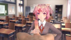 1boy 2girls 3d accessory animated classroom clothed clothed_female clothed_female_nude_male clothing cum cumshot ddlc_text_box dialogue doki_doki_literature_club ejaculation english_text female female_focus first_person_view funny glitch hair_accessory hair_ornament hairclip handjob hetero indoors jinouga97 jumpscare male male/female male_pov matching_hair/eyes multiple_girls natsuki_(doki_doki_literature_club) navel nude nude_male penis pink_eyes pink_hair pov pov_crotch pov_handjob public public_nudity school school_uniform short_hair short_playtime sound talking talking_to_viewer text tsundere twintails uniform unseen_male_face video yuri_(doki_doki_literature_club)