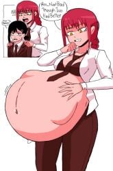 chainsaw_man conspicuousbread female/female female_only female_pred female_prey higashiyama_kobeni makima_(chainsaw_man) oral_vore red_hair vore vore_belly