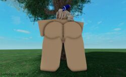 1girls 3d 3d_(artwork) alternate_version_available anus ass barefoot bent_over big_ass blush charlotte_(that_rel) completely_nude completely_nude_female female female_only full_body looking_at_viewer looking_back naked naked_female nude nude_female pussy roblox robloxian solo solo_female that_rel tongue tongue_out tree