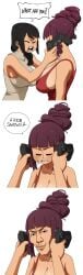 2girls asian_female bangs beehive_hairdo black_hair blunt_bangs breasts cleavage clothing comic command_grab command_grab's_mom crying english_language english_text extremely_high_resolution female high_resolution humor idiot_sandwich large_breasts large_filesize long_image male meme meme_face multiple_girls nuclearwasabi open_mouth phone playstation_controller purple_hair sideboob simple_background speech_bubble tall_image tank_top text tied_hair very_high_resolution white_background