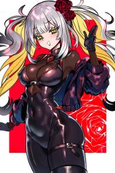 1girls bodysuit breasts ebora fate/grand_order fate_(series) female high_resolution large_breasts light-skinned_female light_skin long_hair marie_antoinette_(alter)_(fate) naughty_face thick_thighs tight_clothing white_hair yellow_eyes youngmanisdown