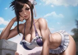 1girls bare_arms bare_legs bare_shoulders bare_thighs big_breasts bikini bikini_bottom bikini_top black_hair clothed clothing color dandon_fuga deviantart deviantart_link female female_focus female_only final_fantasy final_fantasy_vii final_fantasy_vii_rebirth final_fantasy_vii_remake halter_bikini halterneck hi_res large_breasts light-skinned_female light_skin long_hair looking_at_viewer red_eyes sfw solo solo_female square_enix swimsuit tagme thick_thighs tifa_lockhart