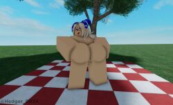 1girls 3d 3d_(artwork) alternate_version_available anus ass barefoot big_ass blush charlotte_(that_rel) completely_nude completely_nude_female female female_only full_body looking_at_viewer looking_back naked naked_female nude nude_female picnic picnic_basket presenting presenting_hindquarters pussy roblox robloxian solo solo_female that_rel tongue tongue_out