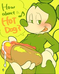 absurd_res anthro bodily_fluids cum cum_on_food disney food food_play genital_fluids hentaib hi_res hot_dog male male_only mickey_mouse not_tasty penis_on_food public_domain solo