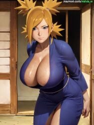 1girls ai_generated bare_chest bare_thighs big_breasts blonde_hair boruto:_naruto_next_generations breasts_bigger_than_head child_bearing_hips cleavage facing_viewer front_view hourglass_figure huge_breasts kimono light-skinned_female light_skin looking_at_viewer married_woman mature mature_female milf mother nai_diffusion naruto naruto_(series) no_bra oppai outside panda_ai patreon_username pinup ponytail quad_tails revealing_clothes short_kimono solo solo_focus stable_diffusion teal_eyes temari text thick_thighs thighs url veins veins_on_breasts veiny_breasts wafuku walking walking_towards_viewer watermark web_address wide_hips wife yukata