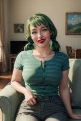 ai_generated caroline_(stardew_valley) green_hair jsmithaguy lipstick stardew_valley twintails