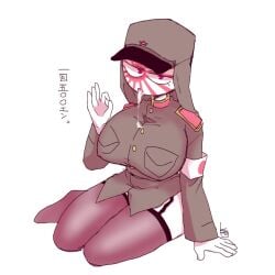 anthro countryhumans countryhumans_girl imperial_japan japan japanese_empire_(countryhumans) japanese_flag kuzuyu_(artist) military_hat military_uniform