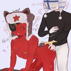 bending_over chullo countryhumans cum cumming erect_nipples finland_(countryhumans) gay slapping_ass slapping_butt soviet_union_(countryhumans)