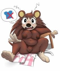 alternate_breast_size animal_crossing big_breasts breasts embarrassed embarrassed_nude_female female freckles fur hedgehog honeymono nintendo pussy sable_able sharp_teeth slightly_chubby video_games