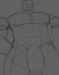absurd_res anthro five_nights_at_freddy's five_nights_at_freddy's_3 furry hi_res kopk lagomorph leporid male male/male male_only mammal monochrome muscular rabbit scottgames sketch solo springtrap springtrap_(fnaf) video_games
