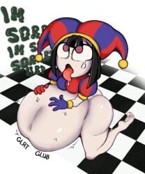 1girls ahe_gao ambiguous_prey big_ass big_belly big_breasts bottomless bubble_butt burp burping cyflea_(artist) dat_ass digestion digestion_noises female female_pred huge_ass huge_belly oral_vore pomni pomni_(the_amazing_digital_circus) soft_vore the_amazing_digital_circus vore vore_belly