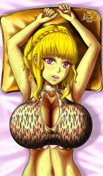 bikini blonde_hair cheetah_print edit fire_emblem fire_emblem:_three_houses gyaru huge_breasts marianne_von_edmund nintendo solo