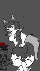 anthro ass female hi_res lycanroc may midday_lycanroc midnight_lycanroc nintendo pokémon_(species) pokemon pokemon_(species) r_96 solo video_games zoroark