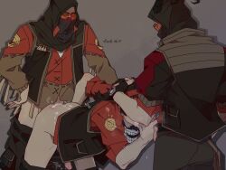 3boys anal_sex blowjob dominant_male group_sex little_ha masked_male sandwich_position sandwiched selfcest sniper sniper_(team_fortress_2) submissive_male team_fortress_2 threesome yaoi