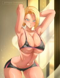 1girls android_18 blonde blonde_hair blonde_hair_female blue_eyes blue_eyes_female cameltoe cleavage curvy dragon_ball_(series) dragon_ball_z erect_nipples female huge_areolae huge_ass huge_breasts puffy_nipples short_hair short_hair_female suyuu_art thick_lips voluptuous wide_hips yellow_hair