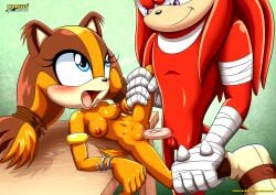 bbmbbf furry knuckles_the_echidna male mobius_unleashed palcomix sega sonic_(series) sonic_boom sticks_the_badger sticks_the_jungle_badger sticks_the_tejon