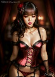 1girls ai_generated asian_female big_breasts blackpink burlesque cabaret celebrity cleavage corset detailed female female_only high_quality hourglass_figure hyperrealistic jewelry korean kpop kpop_girl lalisa_manoban leak leaked lingerie logart real_person satin seductive sensitive solo stable_diffusion