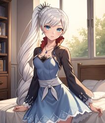 1girls ai_generated leukocrisp long_hair rwby tagme vale_outfit weiss_schnee weiss_schnee_(vale) white_hair