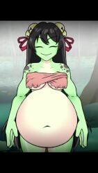 1girls animated big_belly big_breasts black_hair bubble_butt cyflea cyflea_(artist) digestion digestion_noises english_subtitles english_voice_acting female female_pred frog frog_girl mp4 music oral_vore sharp_teeth soft_vore sound tagme video virtual_youtuber voice_acted vore vore_belly vtuber