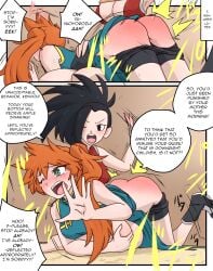 2girls ass black_eyes black_hair black_shorts breasts comic crying crying_with_eyes_open dress english_text female female_only green_dress green_eyes itsuka_kendou kendou_itsuka kneeling large_breasts leotard momo_yaoyorozu multiple_girls my_hero_academia orange_hair over_the_knee over_the_knee_spanking pinkiri pinkiri_(jawking) ponytail punishment punishment_spanking red_leotard shorts shorts_down side_ponytail source_request spanking tears text text_bubble yuri