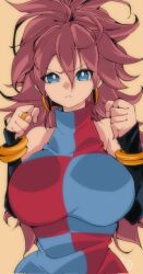 android_21 android_21_(human) big_breasts blue_eyes dragon_ball dragon_ball_fighterz long_hair looking_at_viewer omochi_db pouting