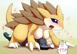 ? anthro blush breasts claws exclamation_point female hair human male male/female mammal nintendo nipples nude pokémon_(species) pokemon pokemon_(species) ryu_masakaze sandslash sex video_games