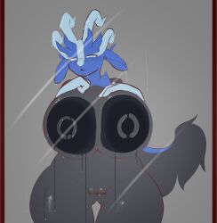 absurd_res anthro big_breasts black_goo blue_body blue_fur breasts camel_toe dibujosv12 dripping female fur generation_6_pokemon hand_on_breast hi_res legendary_pokemon let_me_in nintendo pokemon pokemon_(species) solo thick_thighs xerneas xerneas_(neutral_mode)