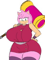 1girls 2023 aged_up amy_rose amy_rose_(boom) anthro big_ass big_breasts clothed female female_only fur furry huge_ass huge_breasts mobian_(species) momiji_(artist) sega sonic_(series) sonic_boom