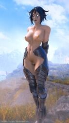 1girls 3d apex_legends big_ass blender blender_eevee dzooworks hi_res horizon_(apex_legends) outside pale-skinned_female partially_clothed short_hair video_games