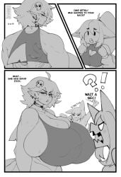 1ambiguous 2girls big_breasts big_penis bra comic ketsu_(taigerarts) shark_girl shark_tail taigerarts