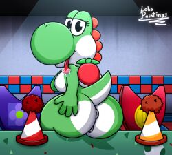 big_ass big_breasts big_butt desk female female_only five_nights_at_freddy's five_nights_at_sonic's lobopainting looking_at_viewer mario_(series) only_female pizzeria saliva slime slobber tagme tongue yoshi