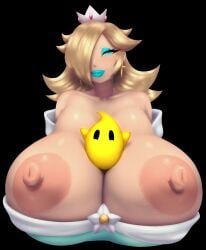 alternate_breast_size between_breasts big_areola big_cleavage big_lips big_nipples bimbo boob_window breasts_bigger_than_head clothed dick_sucking_lips erect_nipples female female_only huge_areolae huge_breasts huge_nipples hyper_breasts luma mario_(series) milf nintendo nipples_visible_through_clothing no_bra princess_rosalina sadflowerhappy super_mario_galaxy top_heavy